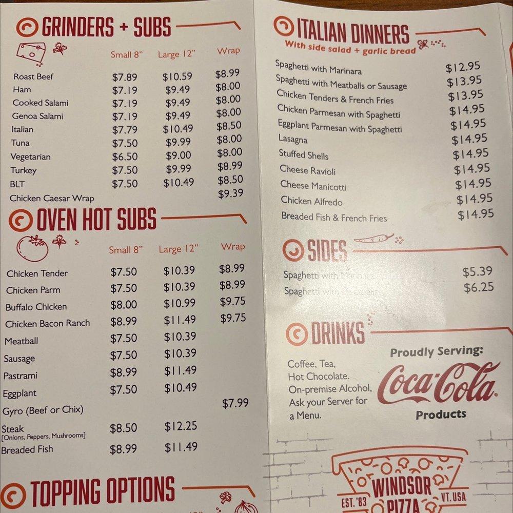 Menu at Pizza Chef Windsor pizzeria, Windsor