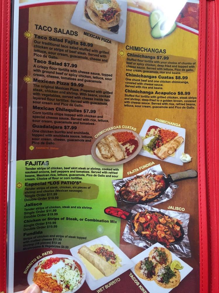 Menu at Los Patios restaurant, Indianapolis, 5051 Kentucky Ave