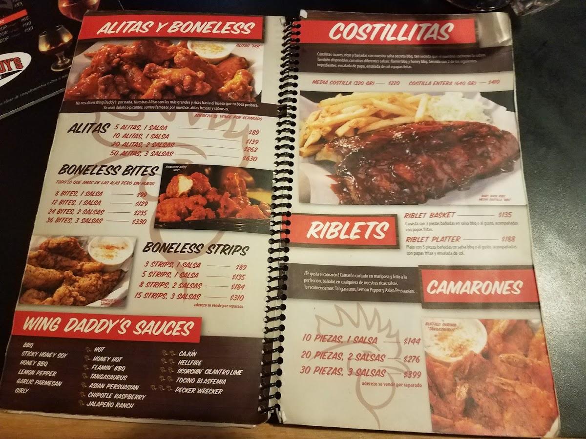 Carta del restaurante Wing Daddy's, Nuevo Laredo, Av. Reforma 4400