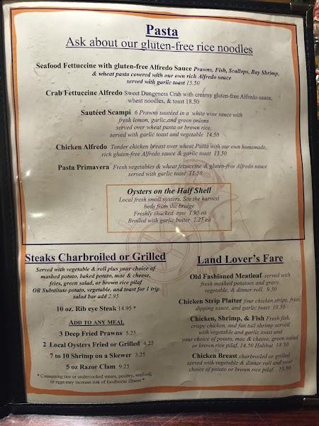 Menu at Captain's Choice Fish House restaurant, North Bend