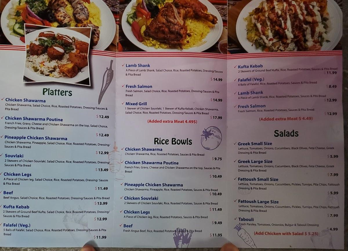 Menu at Bebo’s Mediterranean & Middle Eastern Restaurant, Burlington