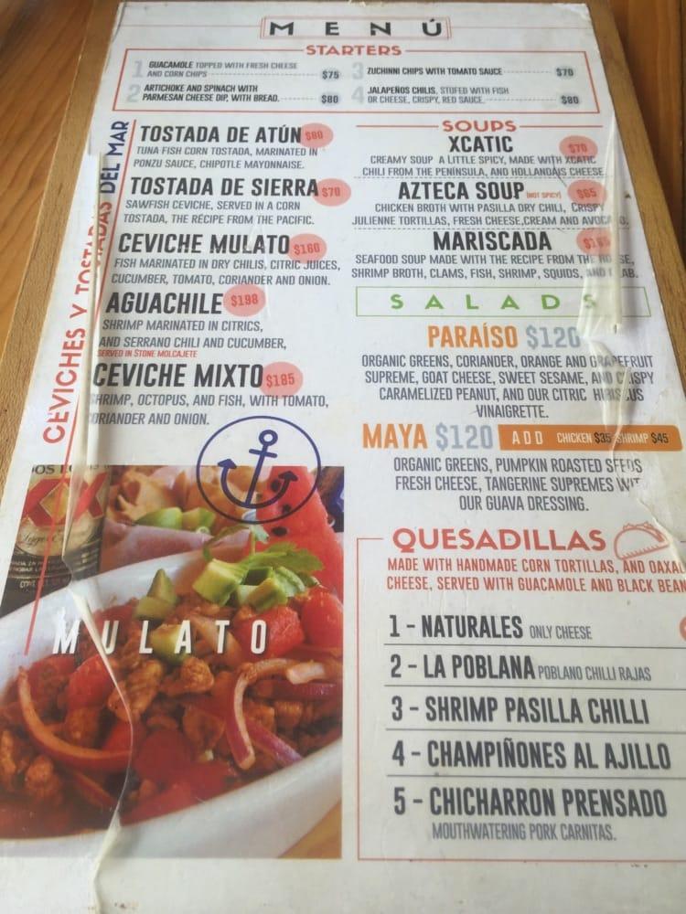 Menu at Paprika Mexican & Caribbean kitchen restaurant, San Miguel de