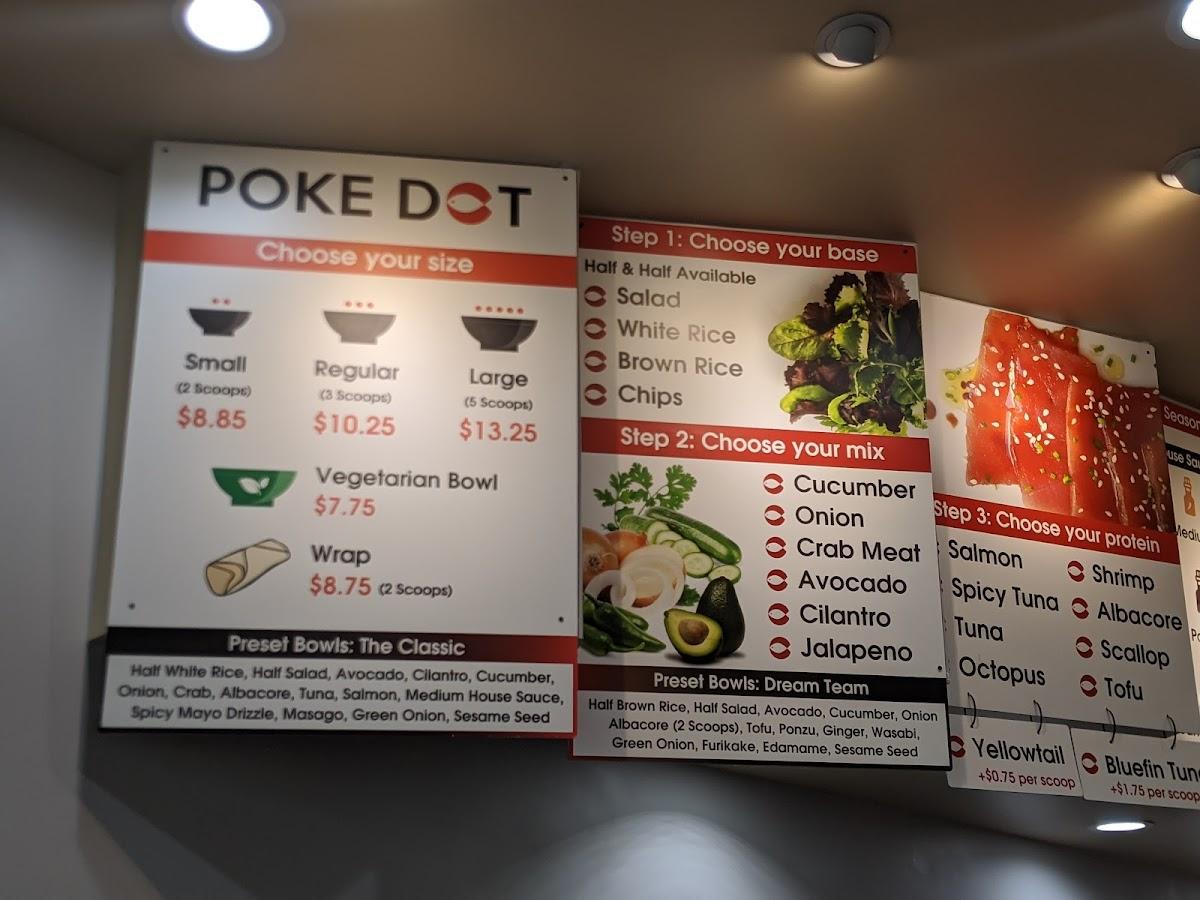 Menu at Poke Dot restaurant, Claremont