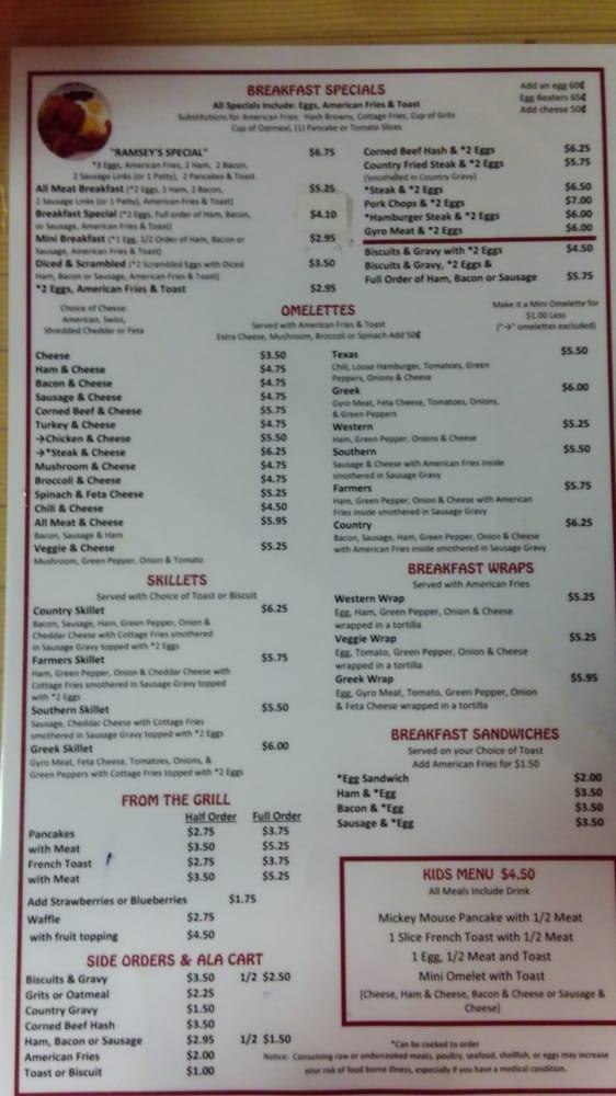 Menu at Ramsey's Coney Island restaurant, Southgate, Dix Toledo Rd