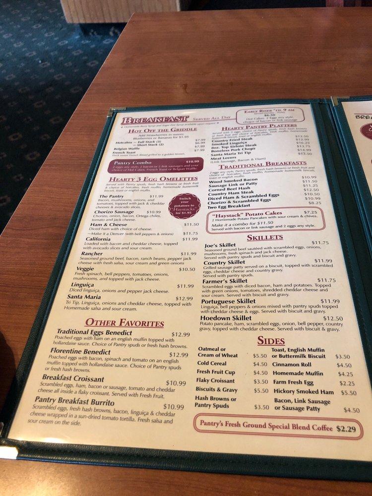 Menu at The Pantry restaurant, Santa Maria, 726 S Broadway