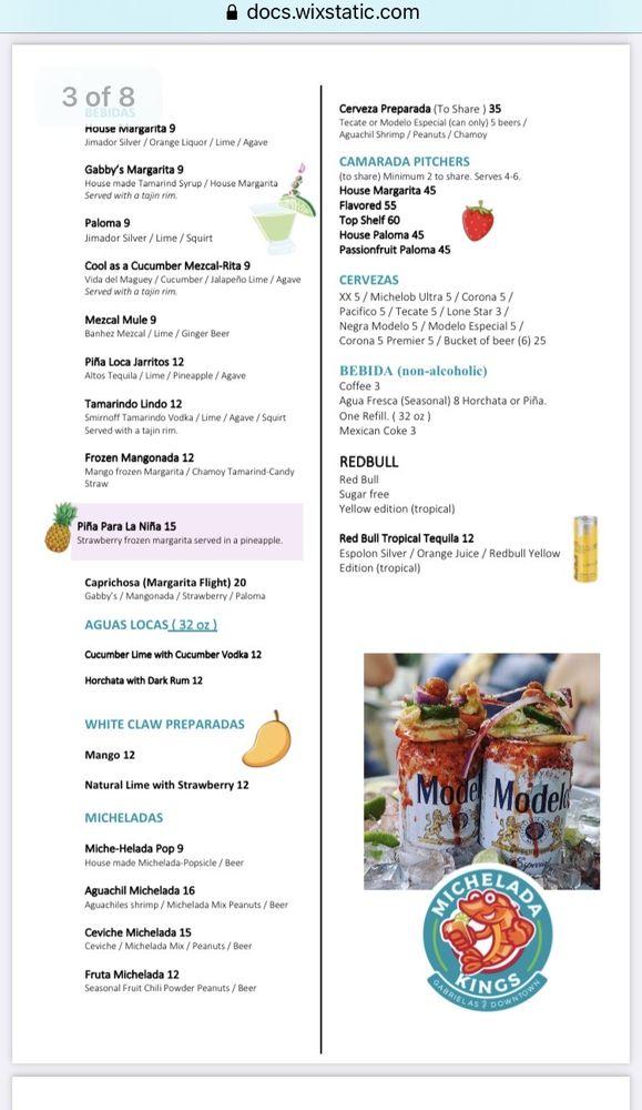 Menu at Gabriela's South Austin pub & bar, Austin