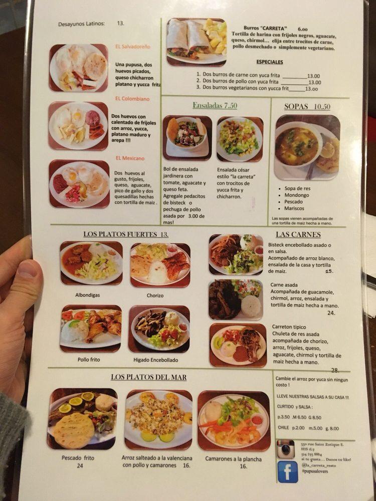 Menu at Restaurant La Carreta, Montreal