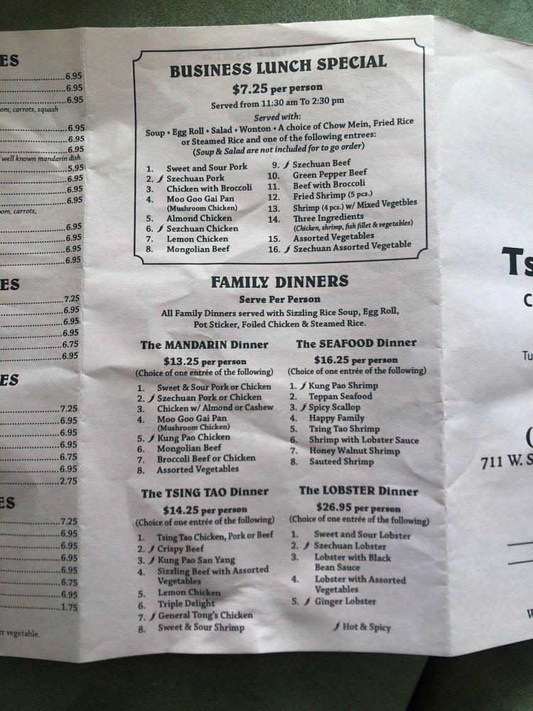 Menu at Tsing Tao Chinese Restaurant, Clovis, Tsing Tao Chinese Restaurant