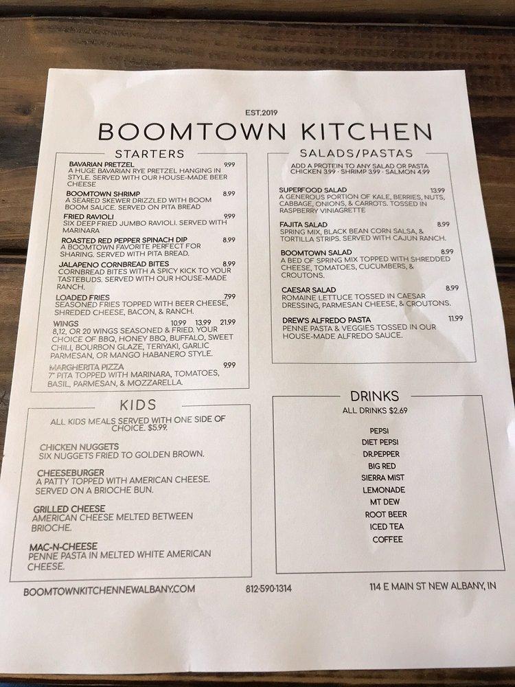 Menu At Boomtown Kitchen Restaurant New Albany