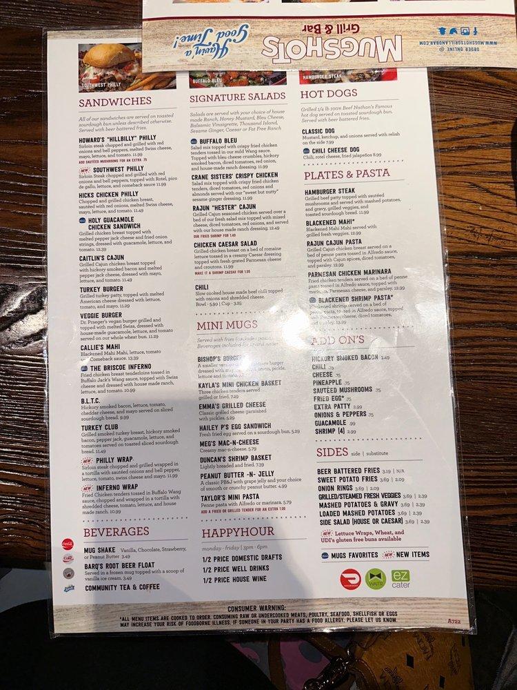 Menu at Mugshots Grill and Bar Olive Branch, MS, Olive Branch