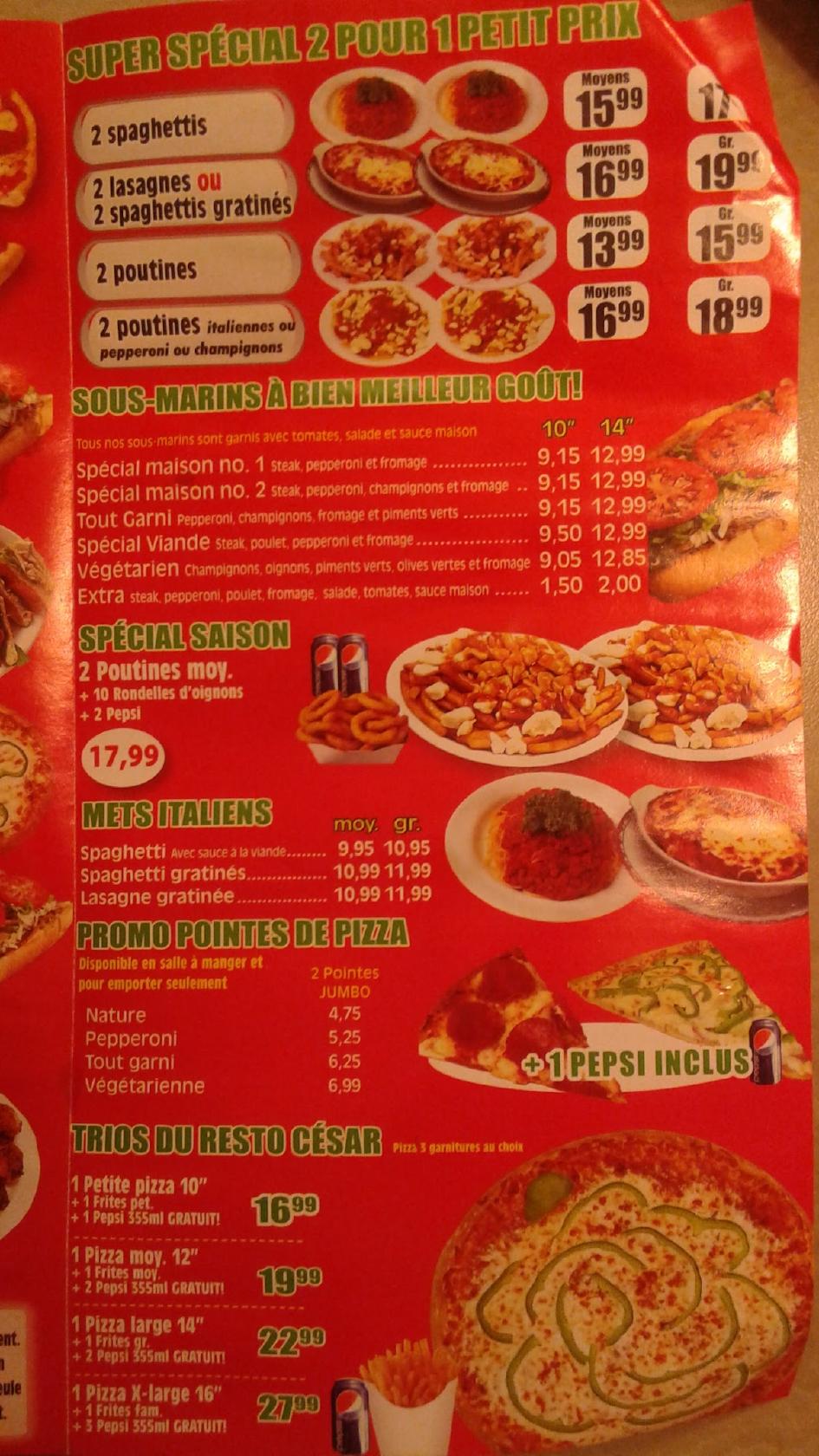 Menu Au Pizza C Sar Pizzeria Les C Dres