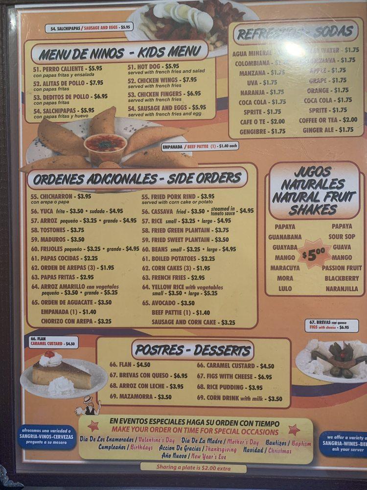 Menu at Pollos El Paisa restaurant, Westbury