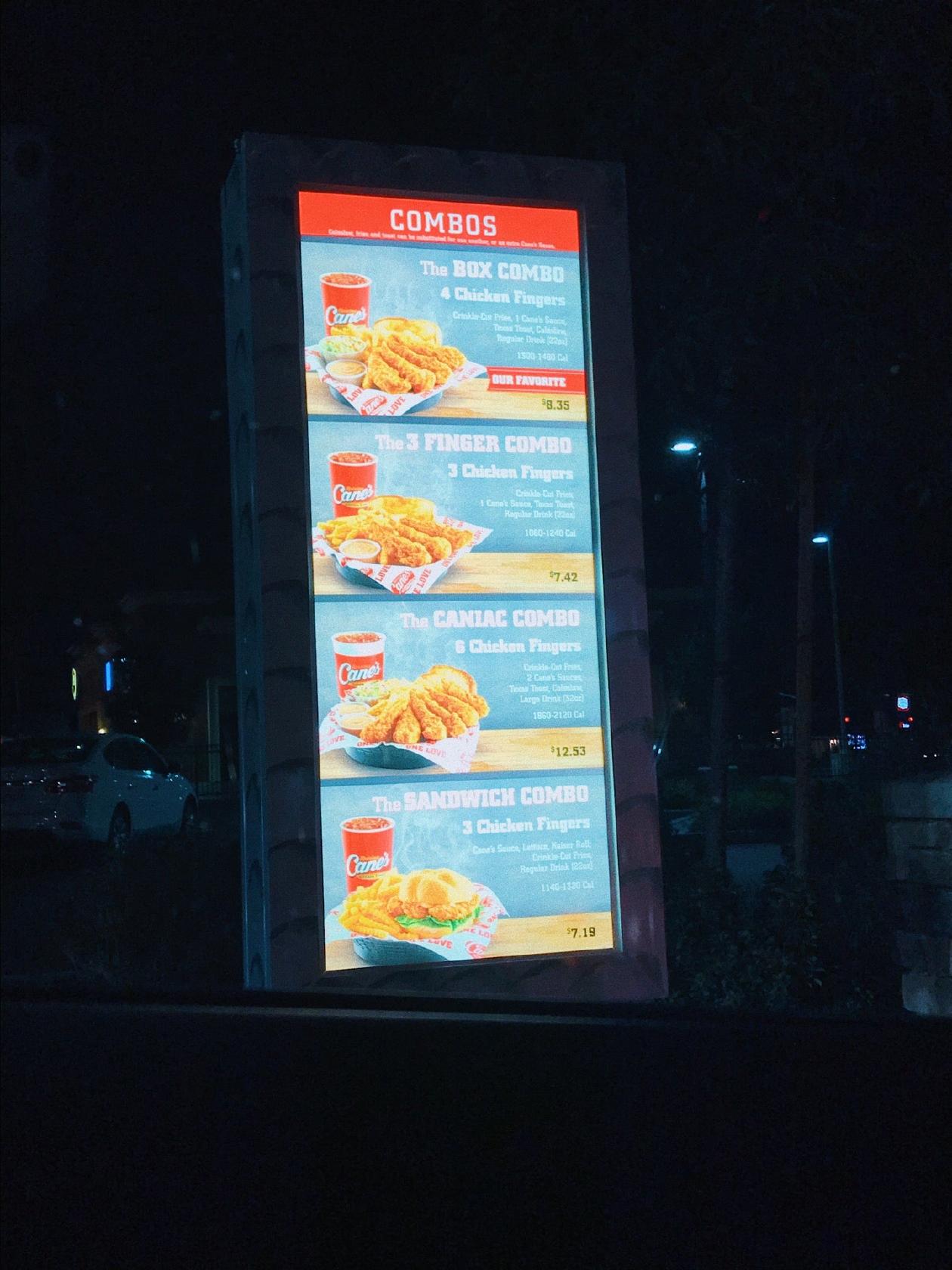 Menu at Raising Cane's Chicken Fingers fast food, Riverside