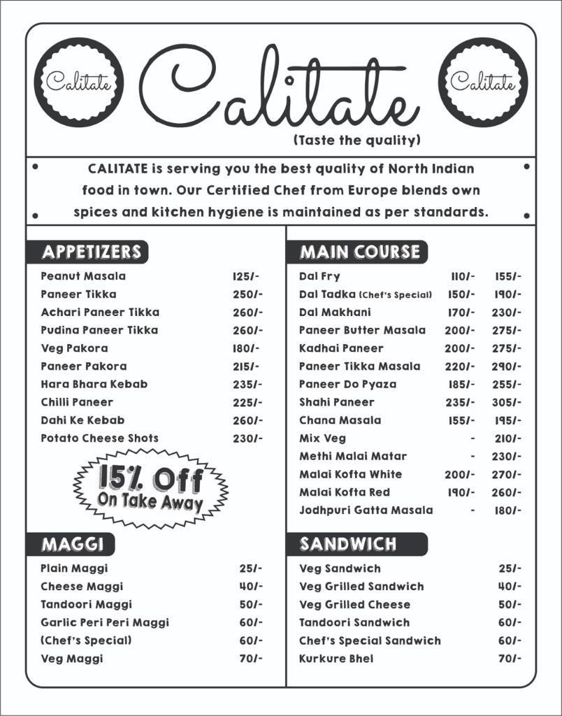 Calitate Restro menu