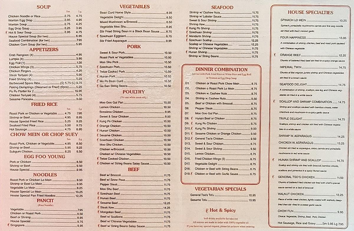 Menu at Foons restaurant, Virginia Beach, 3043 Shore Dr