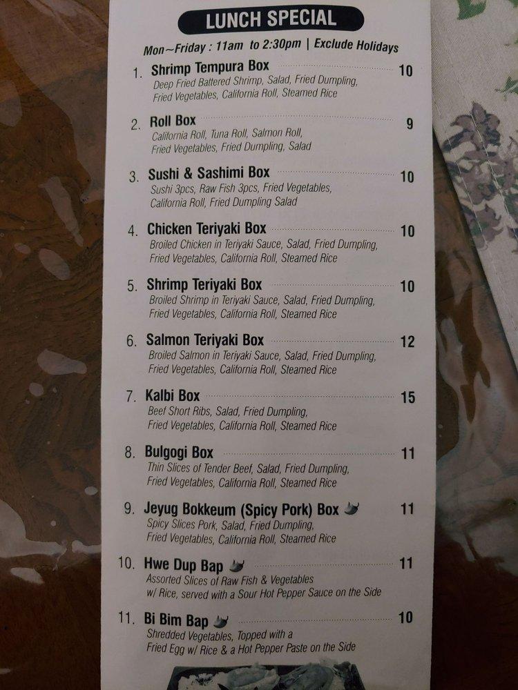 Menu at KimChi Sushi Korean BBQ, Egg Harbor Township, Black Horse Pike