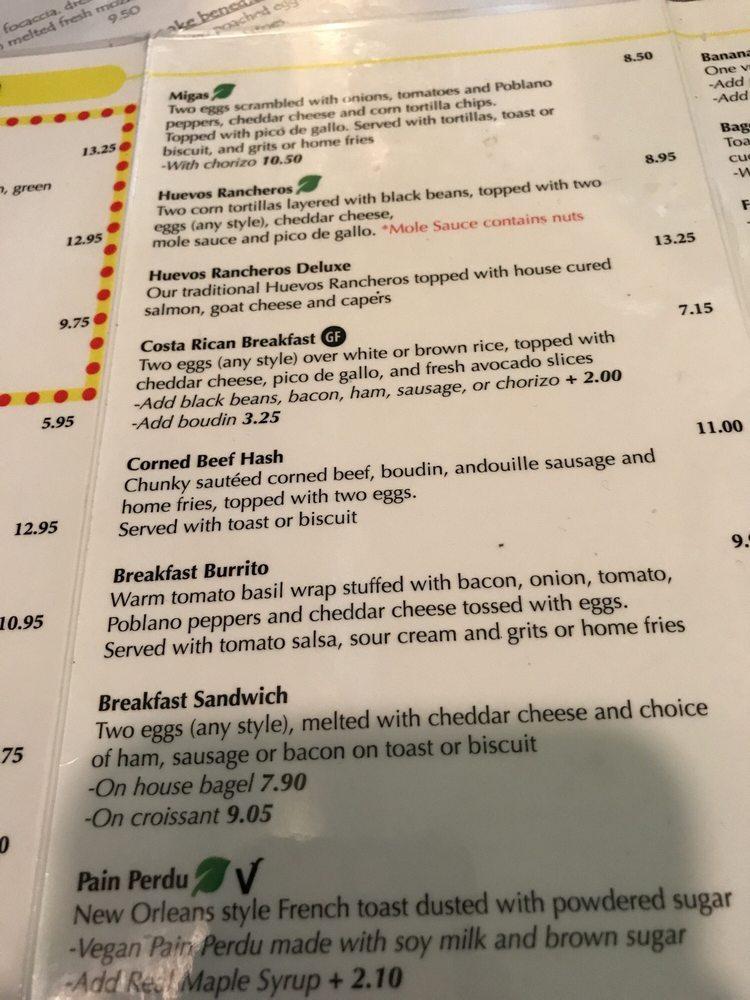 Menu at Surrey's Café & Juice Bar, New Orleans
