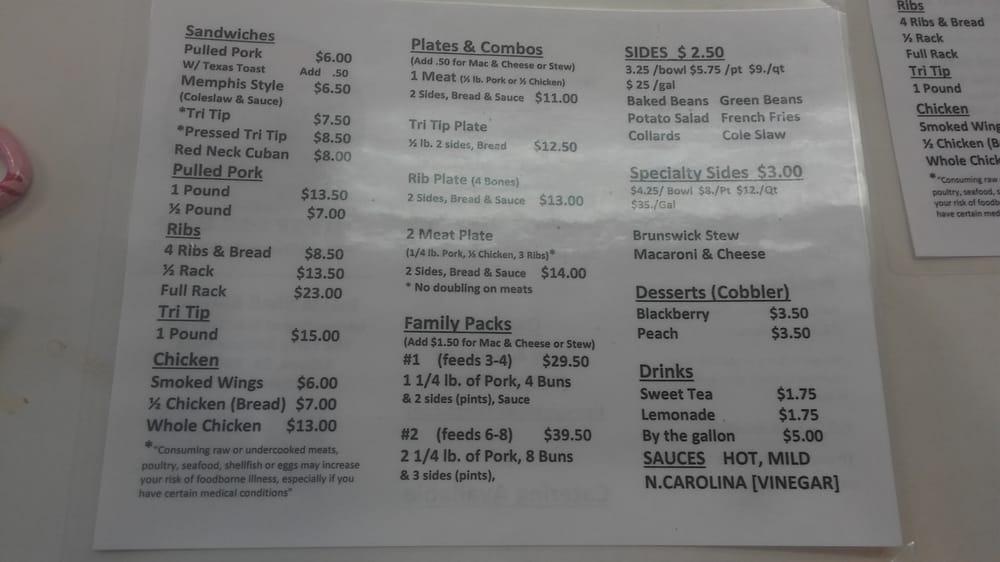 Menu at Tipsy Pig BBQ, Lawrenceville