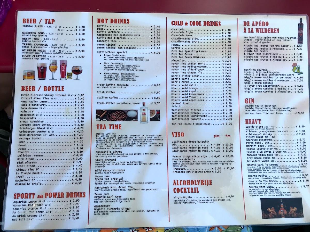 Menu At V-bar, Sint-truiden