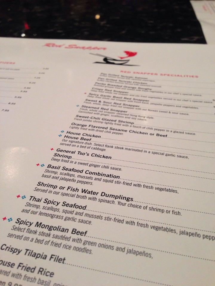Menu at Red Snapper restaurant, Kansas City, Ward Pkwy