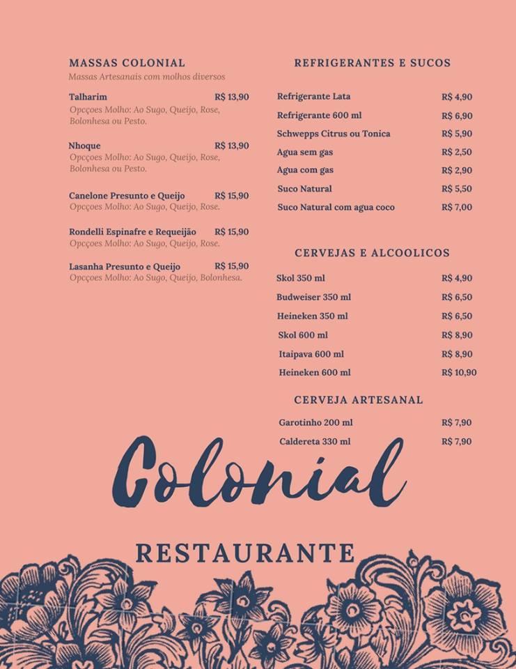Restaurante Colonial cardápio