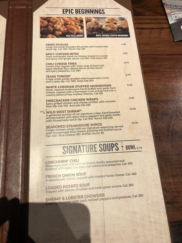 Menu at LongHorn Steakhouse, East Point, Camp Creek Pkwy