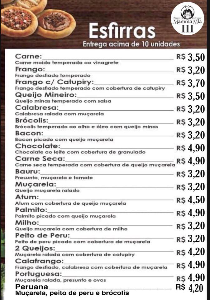 Pizzaria Mamma Mia III - Unidade Cidade Salvador cardápio