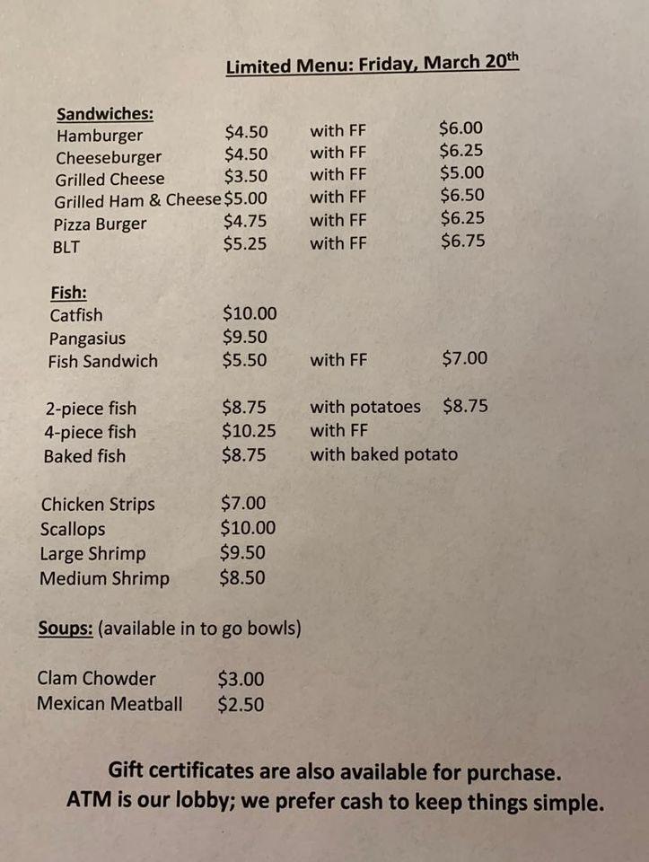 Menu at Soup's On restaurant, Fort Atkinson