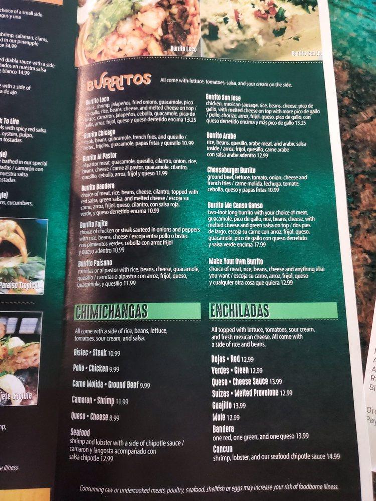 Menu at Burrito loco cantina & grill restaurant, Dickson City