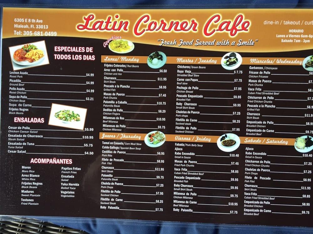 Menu at Latin Corner Cafe, Hialeah, E 8th Ave
