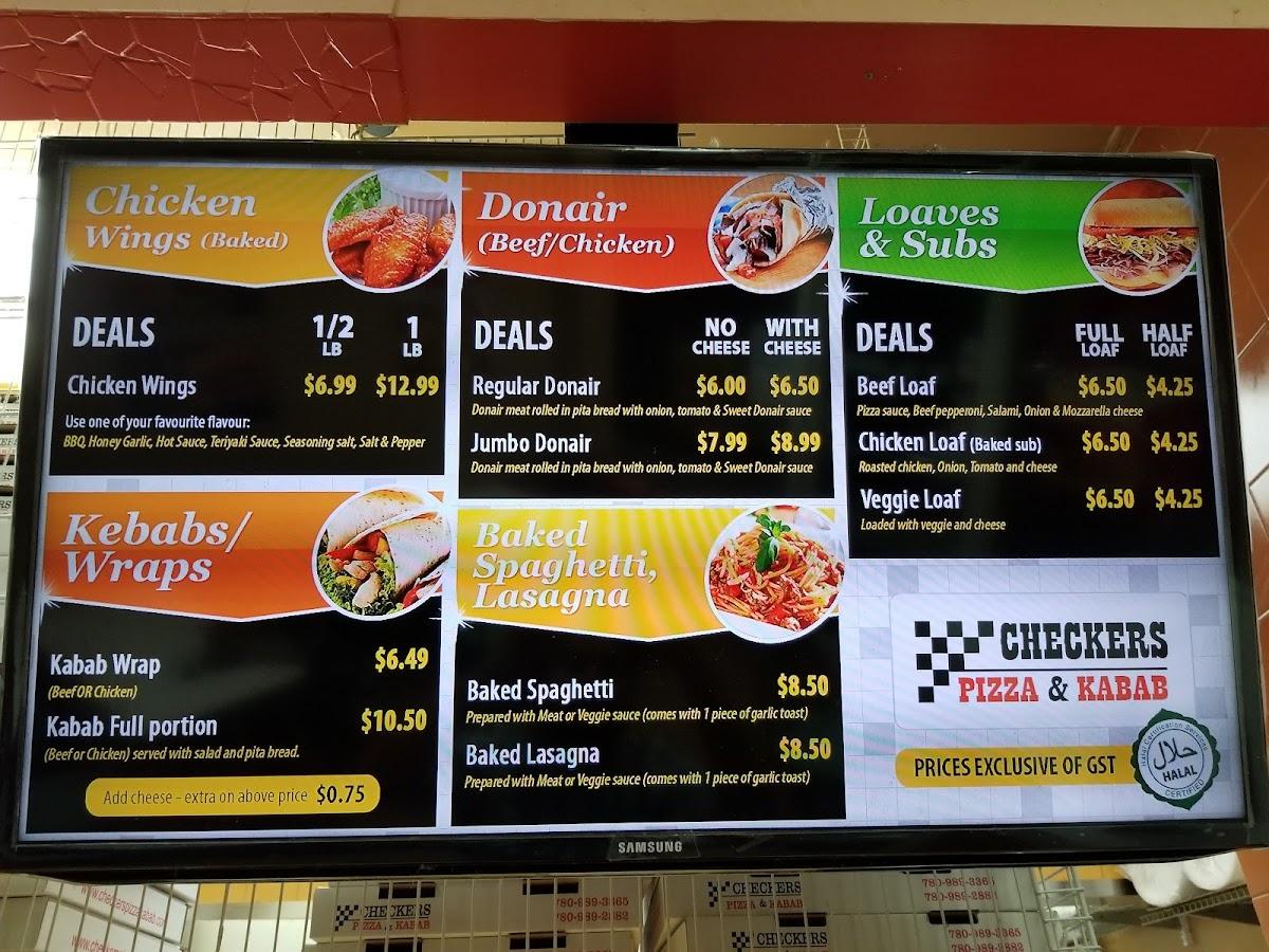 Menu at Checkers Pizza & Kabab (Whyte Ave. Branch) pizzeria, Edmonton