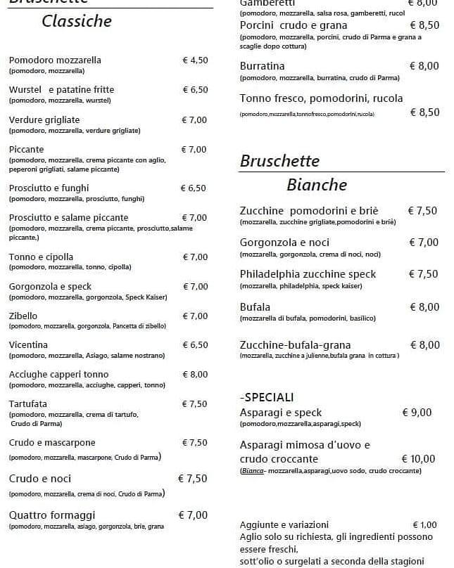 Menu at Ristorante Goccia A Goccia, Malo