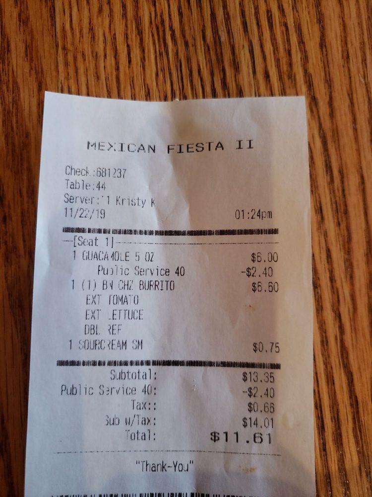 Menu at Mexican Fiesta Canton restaurant, Canton