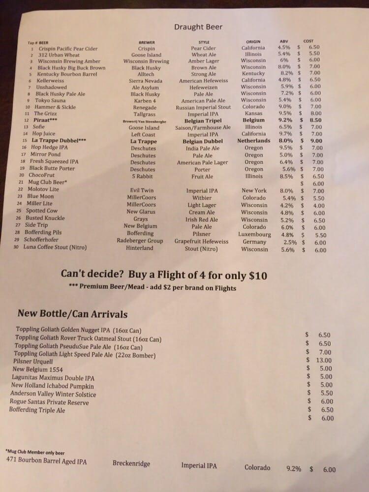 Menu at Stilt House Gastro Bar, Cedarburg