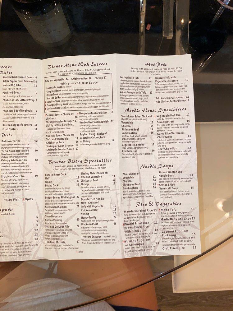 Menu at Bamboo Bistro restaurant, Lady Lake, 700 US441