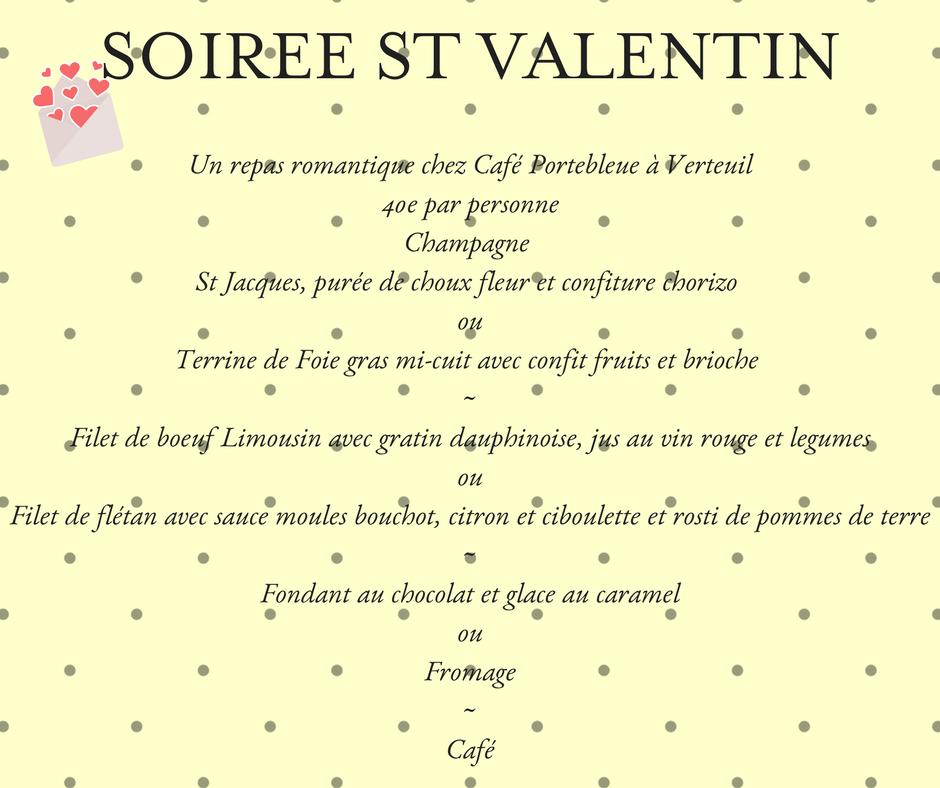 Menu at Café Portebleue, Verteuil-sur-Charente