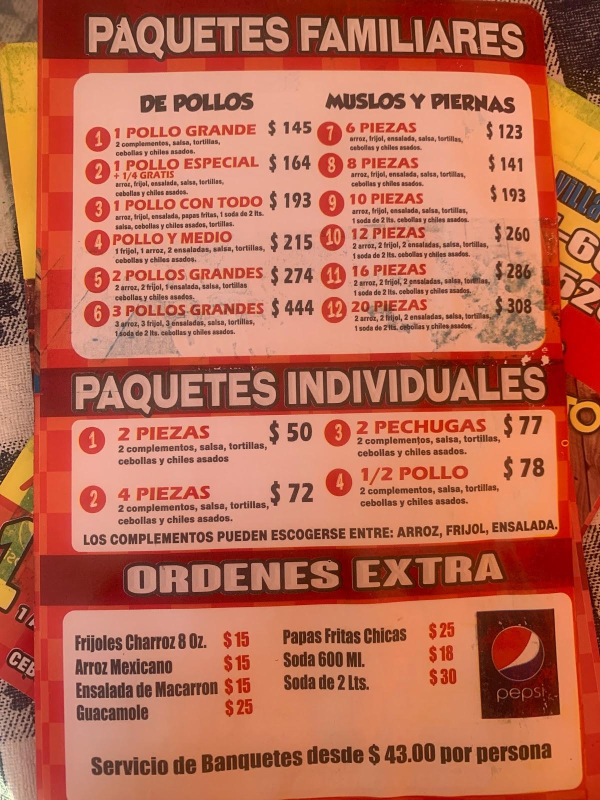 Menu at Pollo Asil restaurant, Tijuana, Blvd. Cucapah 22036