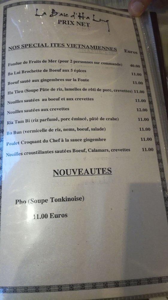 Menu au Restaurant La Baie d'Halong, Villeurbanne, 1 Pl. des Maisons Neuves