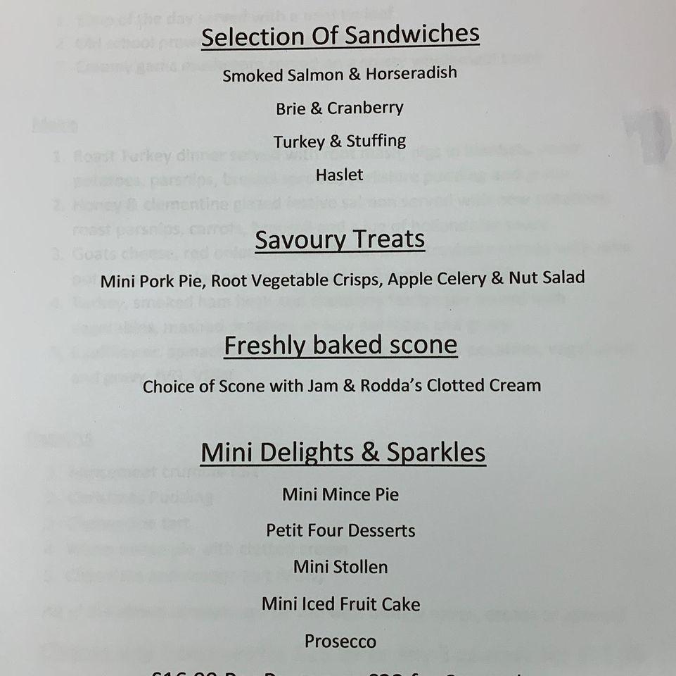 Menu at The Old School Tea Rooms, Clumber Park