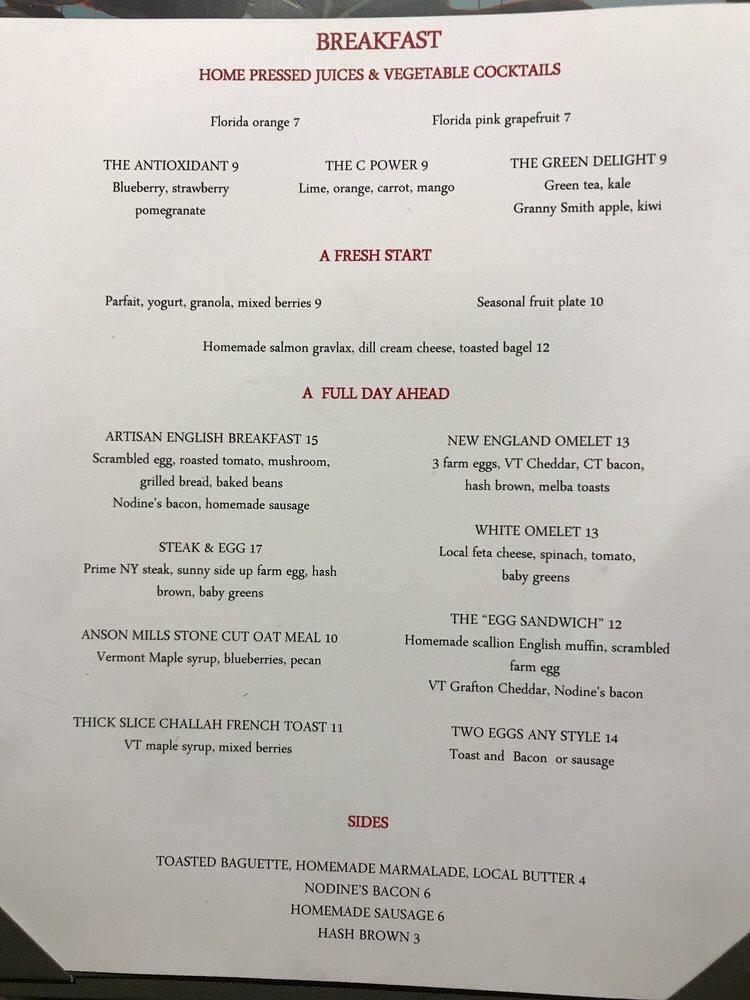 Menu at Artisan Restaurant West Hartford, West Hartford