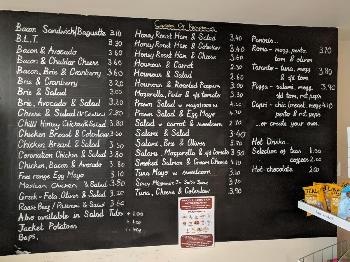 Menu at Castles Of Kemp Town restaurant, Brighton