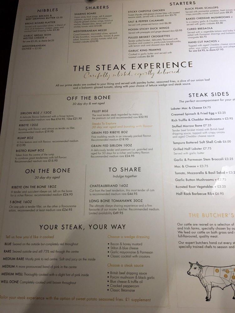 Menu at Miller & Carter Coventry steakhouse, Coventry