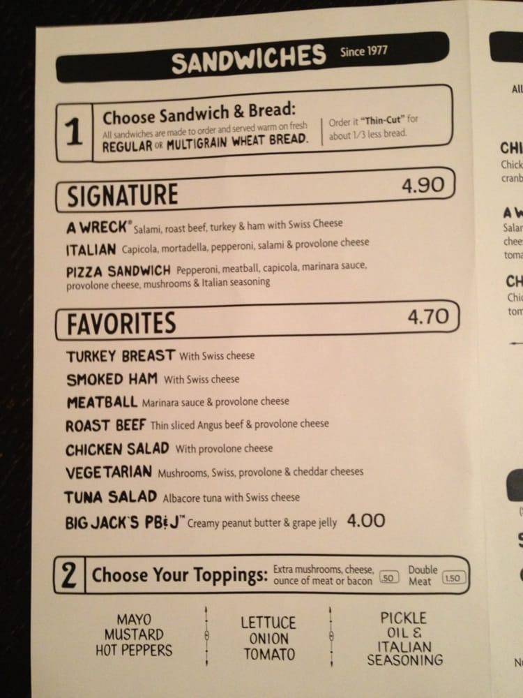 Menu at Potbelly Sandwich Shop fast food, Phoenix, 534 W McDowell Rd