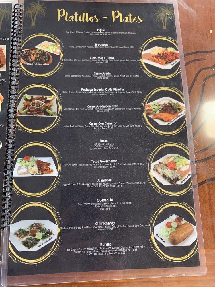 Menu at Hacienda Altamar restaurant, Corning