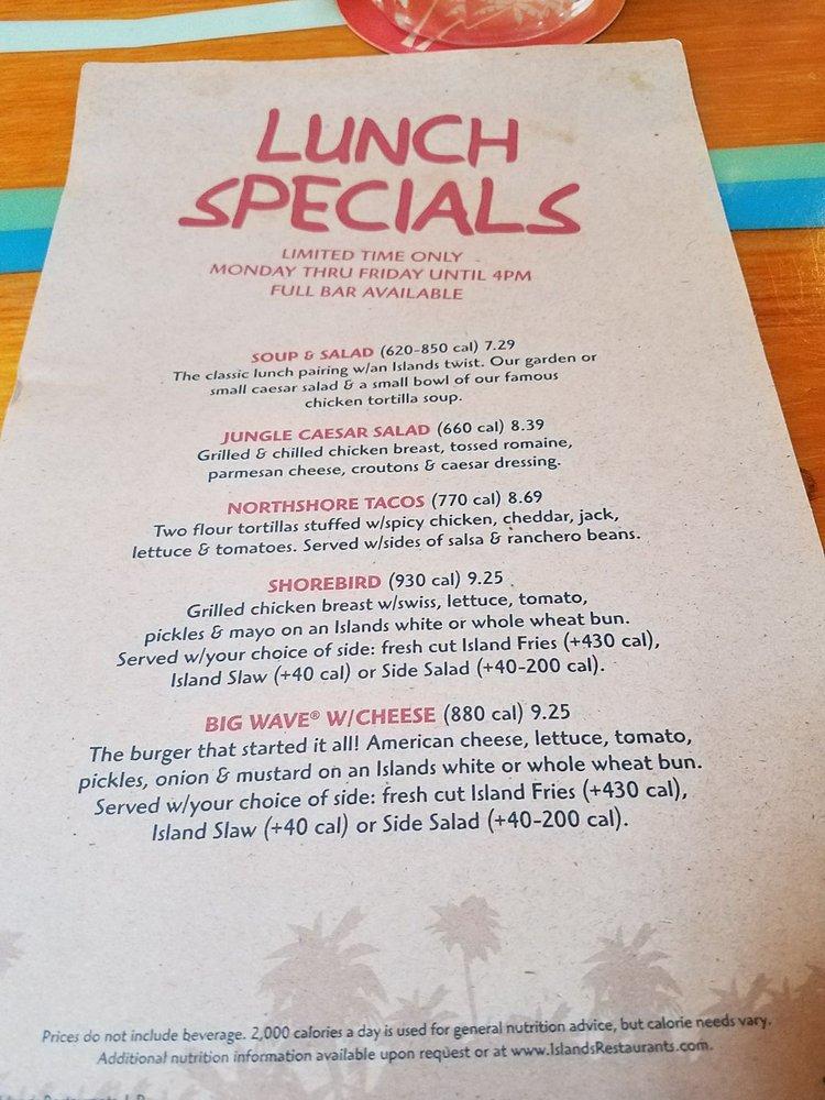 Menu at Islands Restaurant Irvine Culver, Irvine, Barranca Pkwy