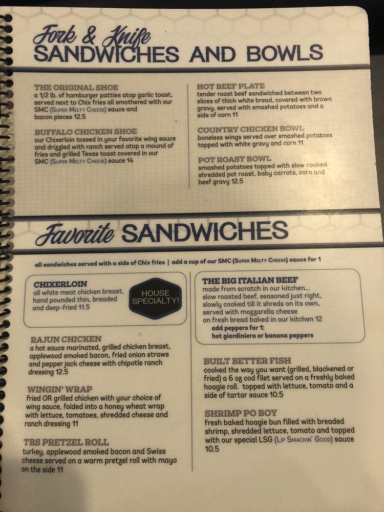 Menu at Chix Restaurant, Streator