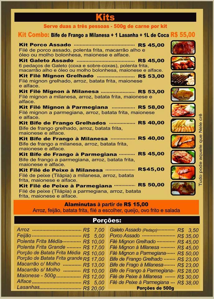 Menu at KITS Tele-Entrega restaurant, Rolândia