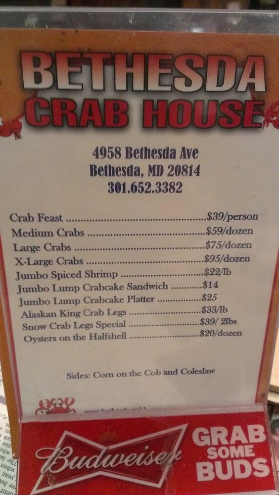 Menu at Bethesda Crab House restaurant, Bethesda