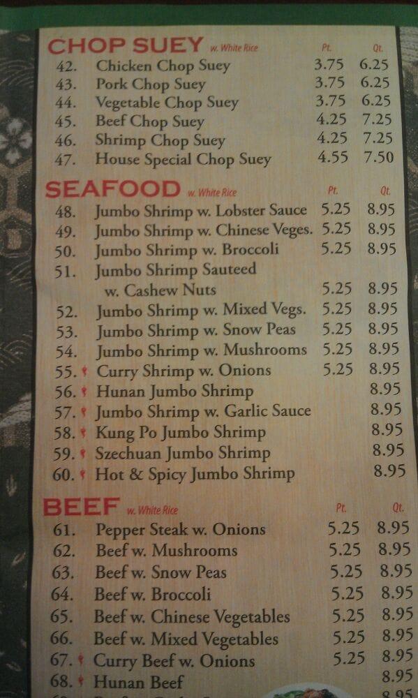 Menu at Hong Kong restaurant, Destrehan, Ormond Blvd d