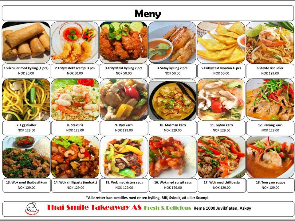 Menu At Thai Smile Takeaway As Restaurant Kleppestø